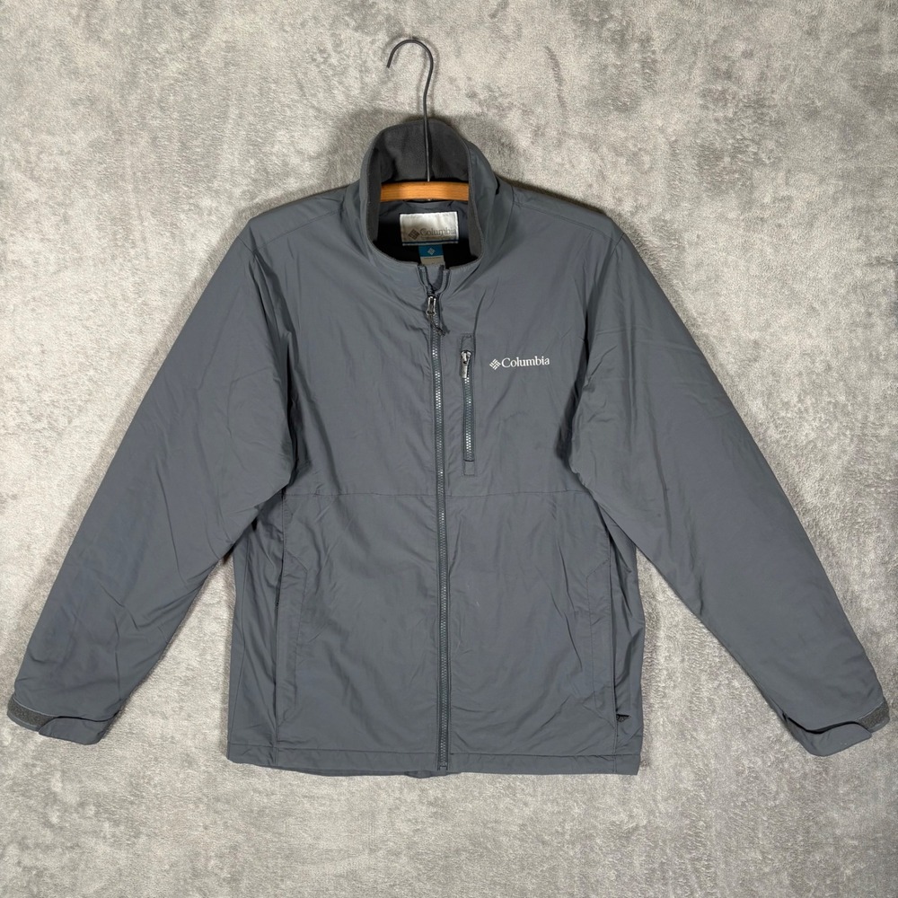 Columbia Mens Gray Fleece Lined Full Zip Jacket WM0033 Size M Fall Hiking